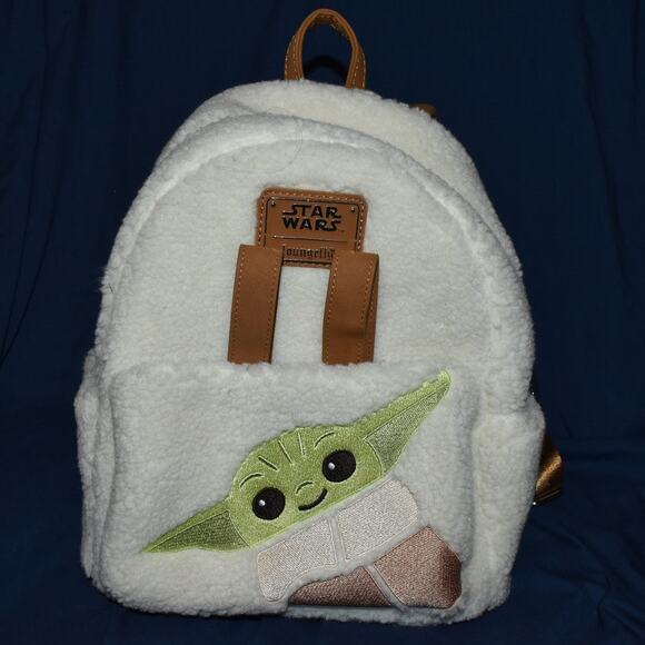 Star Wars x Loungefly Baby Yoda Grogu Disney Parks Sherpa Mini Backpack Fuzzy main image 4